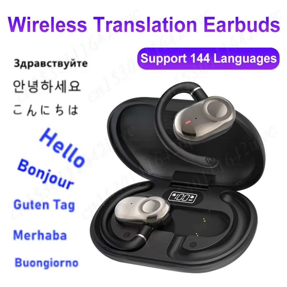 JM18 AI Language Translator Earbuds 144 Languages Bluetooth5.4 Real Time Two-Way Translator Device Smart Translation Earbuds