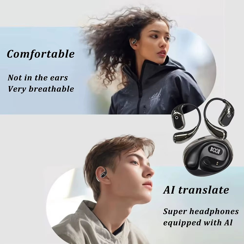 AI Translator Earbuds 138 Languages Bluetooth-Compatible 5.3 Real-Time Two-Way Earbuds Open Air Traductor Smart Voice Translator