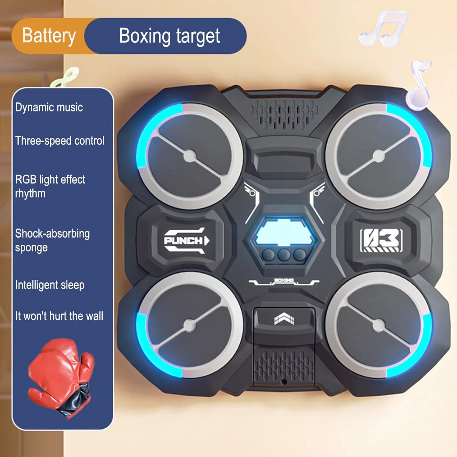 Funny Music Boxing Machine for Children Smart Music Boxing Machine Wall Mounted Decompression Wall Target Toys Boxing Trainer